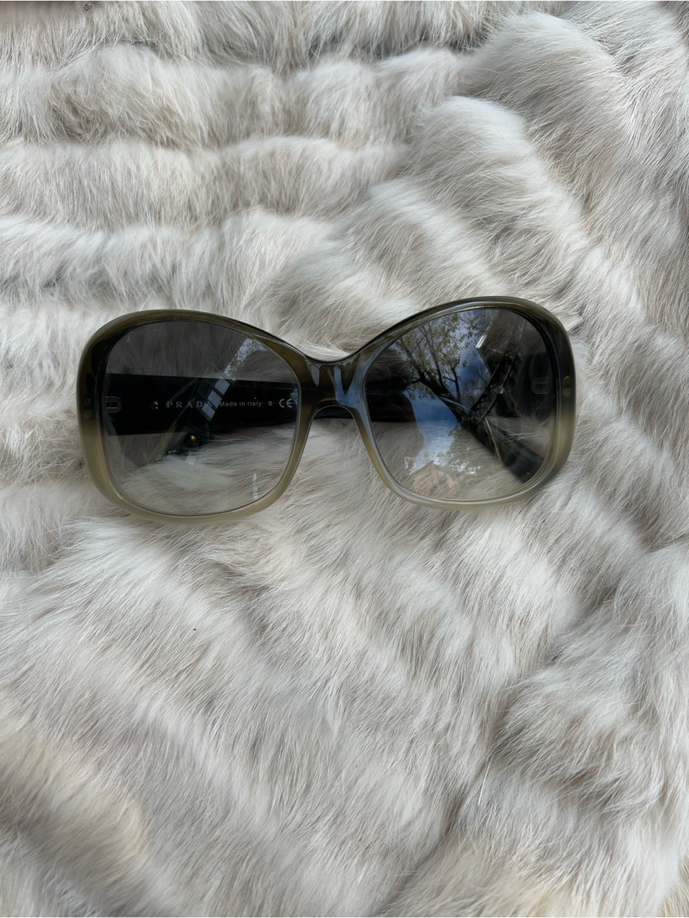 Prada Black Grey Large Gradient Sunglasses